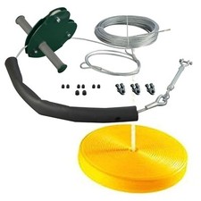 Seilbahn für Kinder grün Kabelbahn Gartenseilbahn mit Metallrollen 25 m