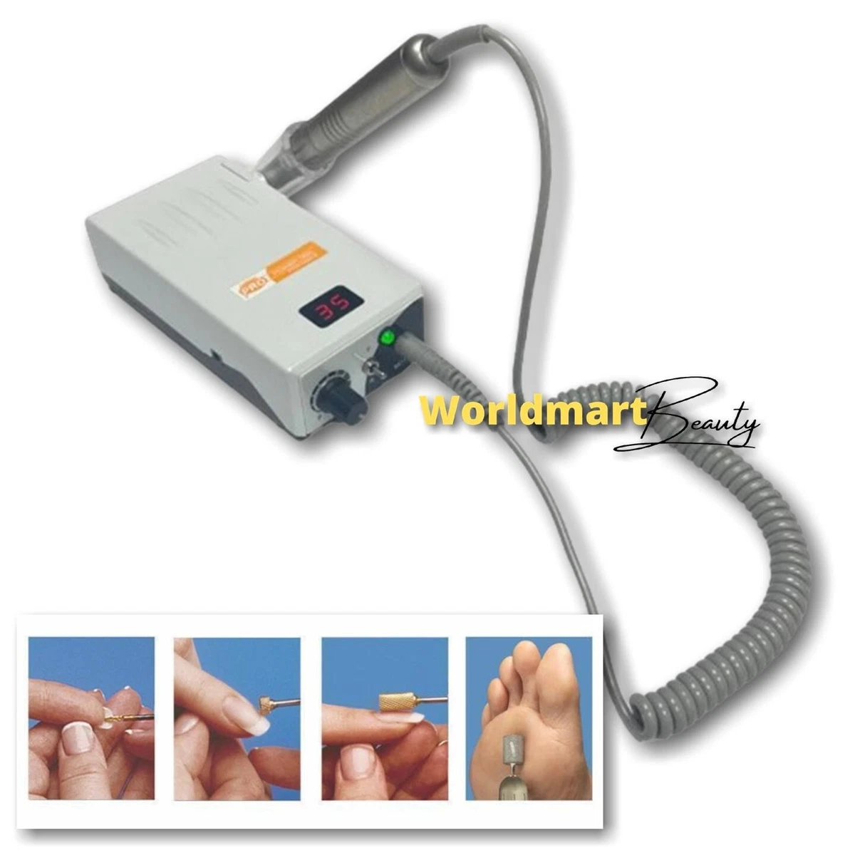 Medicool Pro Power 35k Portable Coreless Rechargeable Nail Drill Pearl White