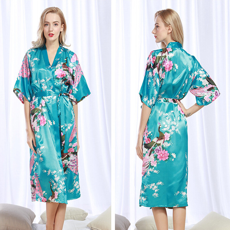 Silk Satin Kimono Robe Dressing Gown Wedding Bridesmaid Sleepwear