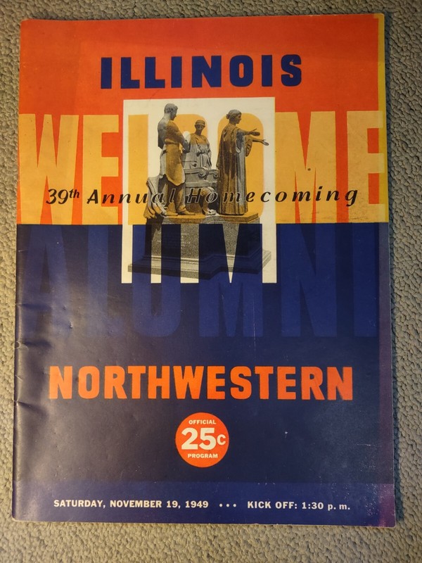 1949 Illinois vs. Northwestern football program - 11/19/1949