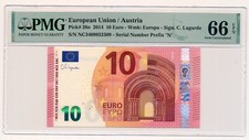 EUROPEAN UNION (AUSTRIA) banknote 10 Euro 2014 PMG MS 66 EPQ Gem Uncirculated