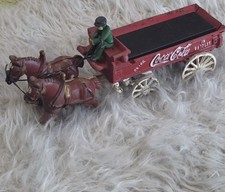 Vintage Cast Iron Horse Drawn Coca Cola Wagon