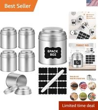 Tea Storage Tin Canister Set 6 Pack Airtight Food Grade Canisters for Tea Coffee