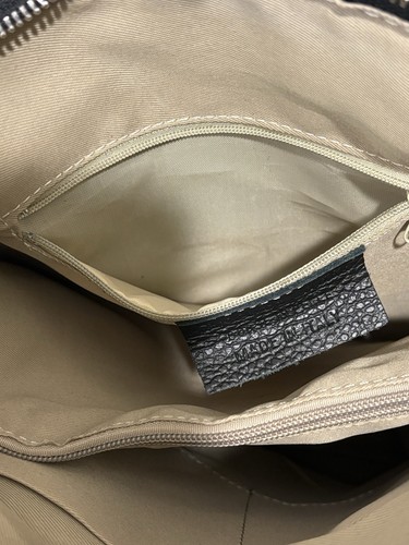 Borse In Pelle italienische schwarze Kiesel Leder Umhängetasche Handtasche silberne Hardware - Bild 12 von 16