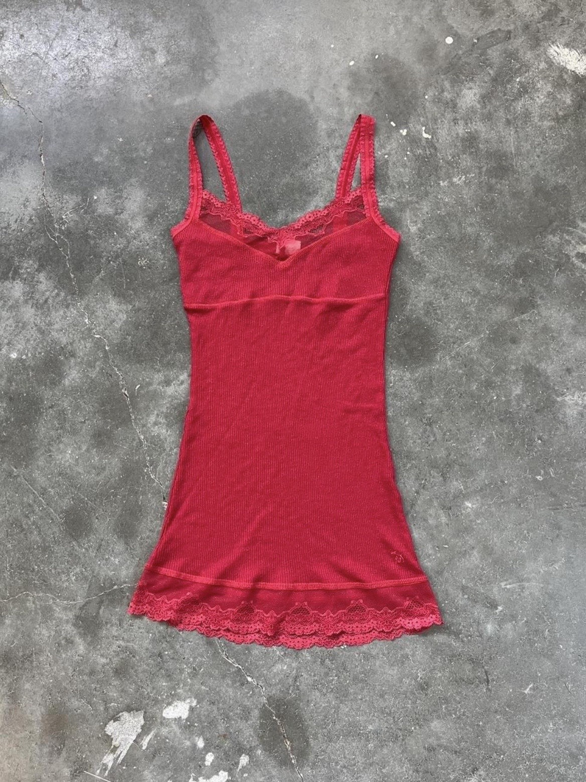Vintage Abercrombie & Fitch Cami Tank Top Sz S Babydoll Lace Trim Coquette Y2K