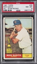 1961 TOPPS ALL-STAR RC #35 RON SANTO PSA 8