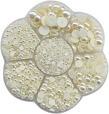 Random 1900Pcs Assorted 7 Sizes 3/4/5/6/7/8/10Mm Imitation Half Pearl Flatback