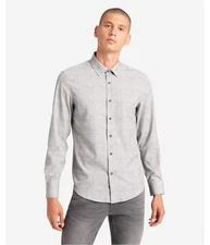 Kenneth Cole Mens Small Checkered Button Up Shirt, Grey, Small