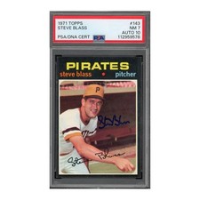 1971 Topps #143 Steve Blass #143 PSA 7 Auto 10 signed pirates pop 1; 0 higher