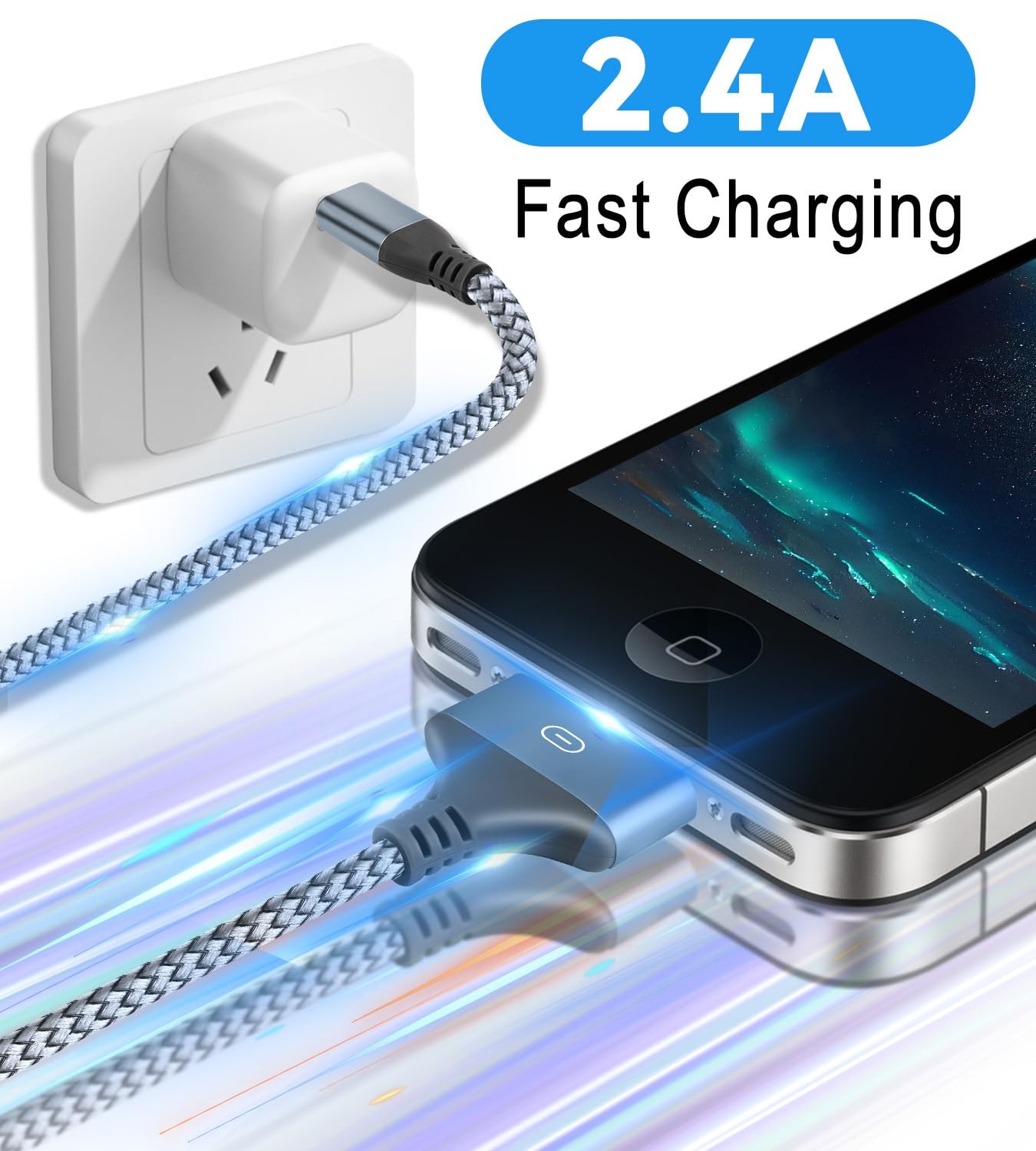 Herfair 30 Pin to USB C Adapter iPod Charger Nylon Braided Fast Charging Data Co