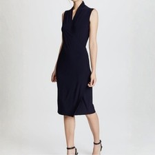 Norma Kamali Black Sleeveless Ruched Wrap V-Neck Jersey Dress NK29601 Small