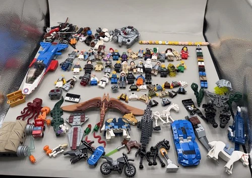 Lego 37 Mini figures Accessories Vehicles Star Wars, Jurassic Park, And Knights