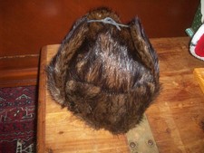 Vintage Russian Men's Animal Fur Ushanka Trapper Hat Moscow Dark Brown Unisex