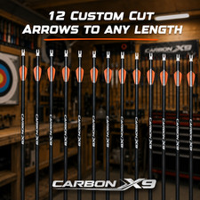 CUSTOM CUT CARBON X9 300  350 400 500 spine  Arrow ONE DOZEN  Fletched