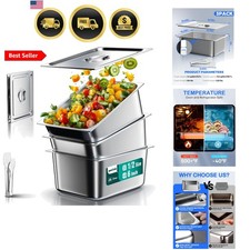 Steam Table Hotel Pans with Lid 1/2 Half Size 6 Inch Deep 3 Pack, Stainless S...