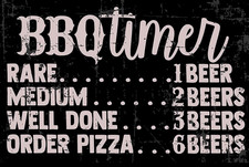 Aluminum BBQ Sign Funny Beer Timer 8x12 Inch Outdoor Metal Rectangle