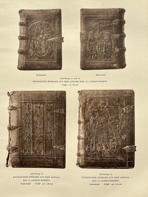 Original Antique Print   Medieval Leather Book Cover   Gothic Style