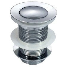 CHROME UNSLOTTED CLICK CLACK BASIN SINK TAP PUSH BUTTON WASTE DISC POP UP PLUG