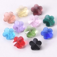 10pcs 14mm Flower Shape Faceted Crystal Glass Loose Beads For Jewelry Making Lot