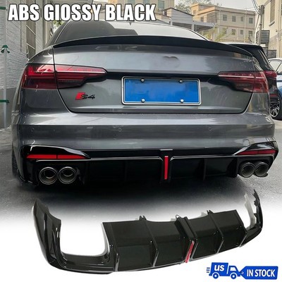 Gloss black Rear Bumper Diffuser Lip Spoiler For Audi A4 S-line S4 B10 2020-2024