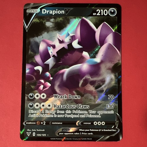 Pokemon Vivid Voltage Drapion V Full Art Rare SWSH04 175/185 Eng 2020 NM