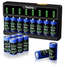 8-Slot USB Rapid Charger with 3.7V 750mAh 123A Rechargeable Batteries 16 Pack...