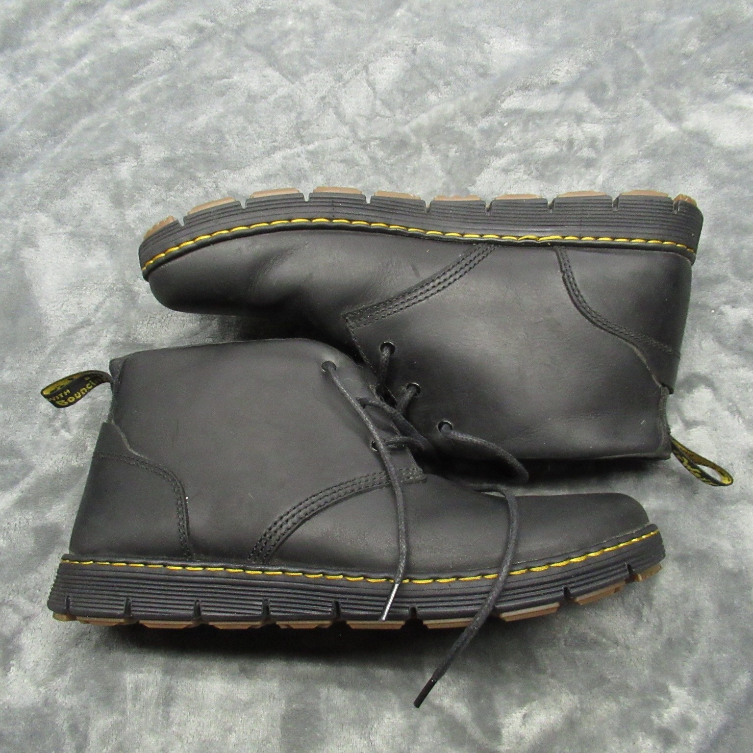 Dr Martens Rhodes Chukka Boots Mens 12 Black Leather Lace Up Chunky Casual