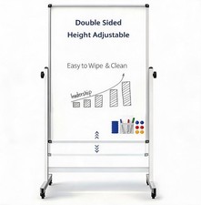 40" x 28" Mobile Whiteboard Height Adjustable Magnetic Dry Erase Board w/ Stand