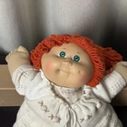 Cabbage Patch Doll Cloth Girl Doll, Red Straight Yarn Hair, Green Eyes 1980s