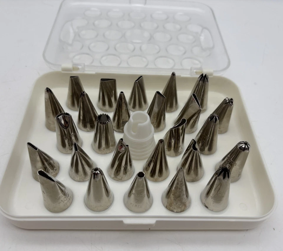 Juego de puntas para decoración de pasteles Wilton con estuche de almacenamiento Corea acero inoxidable  Foto 2 de 4