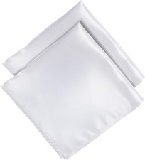 2Pcs Men's Pocket Squares White Satin Pocket Square Solid Color Handkerchief