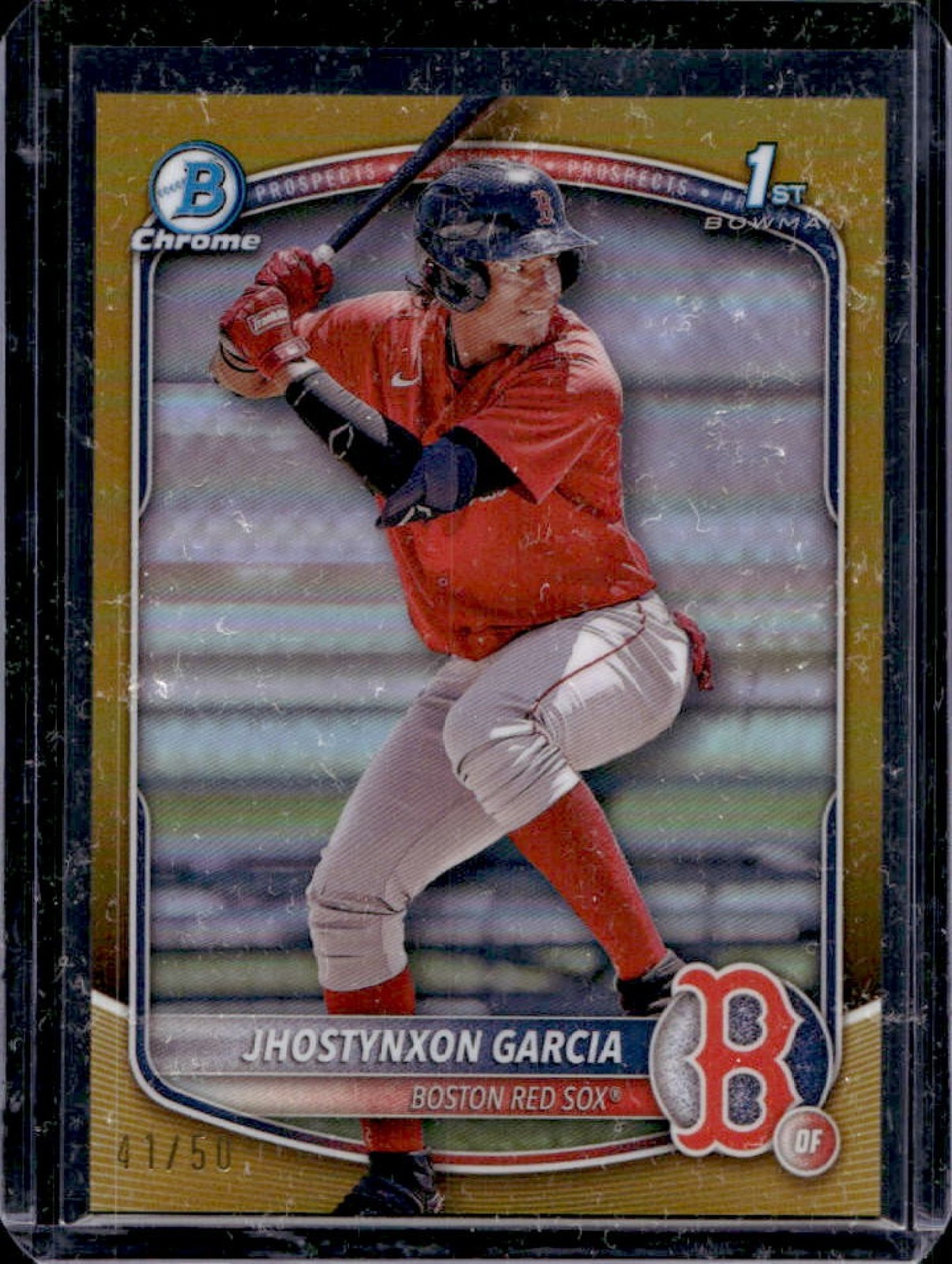 2025 Bowman Jhostynxon Garcia Chrome Gold Refractor 1st #41/50 Red Sox