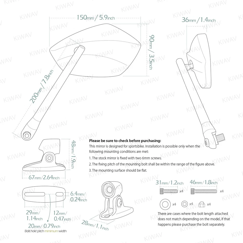 Carenado Espejos Cromo Palm II Convexo Asférico Negro Base para Suzuki GSX-R GSF Foto 2 de 4
