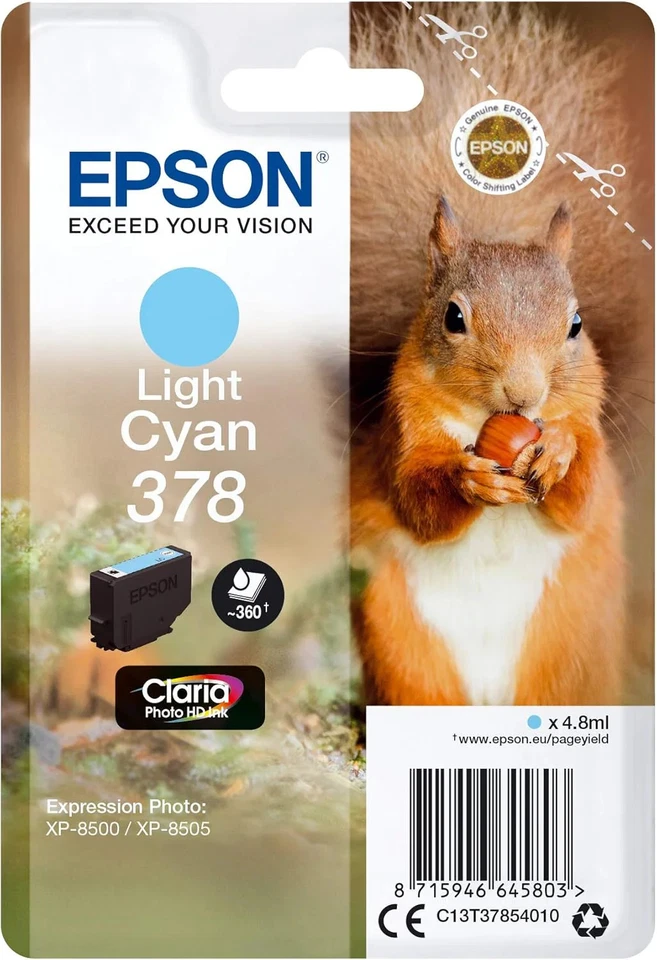 Epson 378 cartouche d'encre cyan clair authentique C13T37854010 (TVA incluse) - Photo 1/1