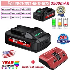 Battery/Dual Charger For Milwaukee 18v For M18 Battery 48-11-1828,48-11-1840