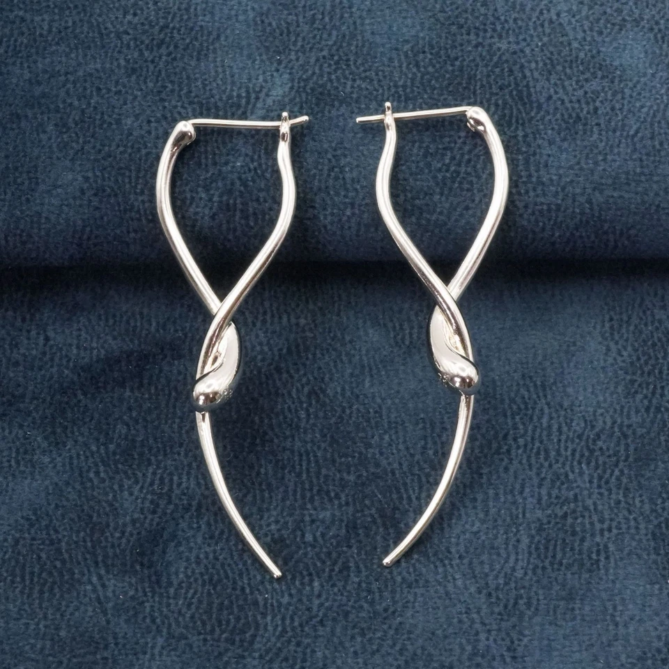 Georg Jensen Sterling Silver 925 Hoop Earring 1.97 inches Rare Accessory - Image 3 of 4