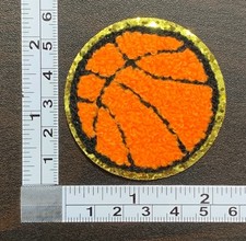 Basketball Gold Sequin Border Embroidered Iron On Patch