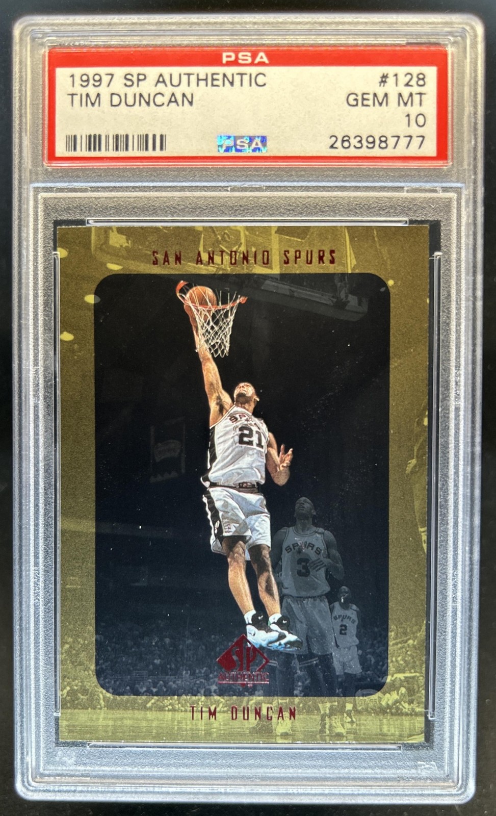 1997-98 SP Authentic Tim Duncan Rookie RC #128 Spurs PSA 10 GEM MINT