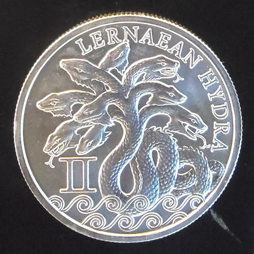 Yr 999 Lernaean Hydra Snake Labor Of Hercules Bullion-0.999 Silver 1 Oz Art Coin
