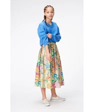 Molo Brisali Charleston Light Green Floral Midi Skirt Organic Cotton Pull On 7-8