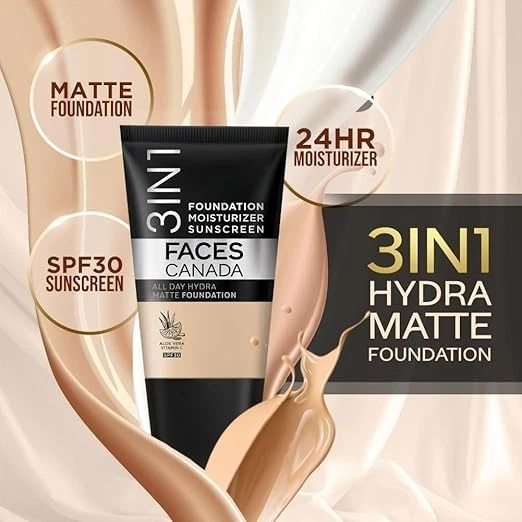 FACES CANADA All Day Hydra Matte Foundation - Mini | 3in1 Foundation + Moisturiz - Bild 2 von 4