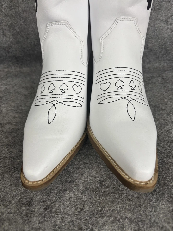 Botas Dingo Mujer Talla 9M Blanco Tarjeta King Bordada Cuero Vaquero Occidental Foto 2 de 4