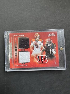 2021 Panini Absolute Burrow & Chase RC Dual Game Jersey Patch /199 & Bengals Lot