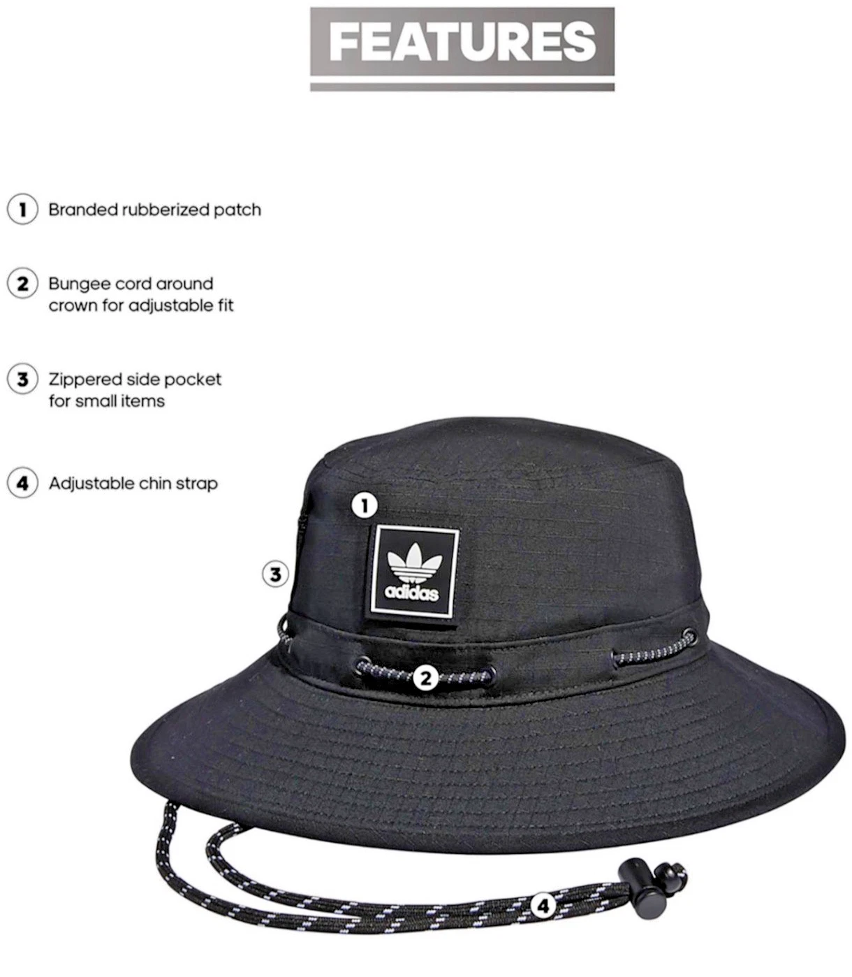 Adidas Originals Utility 2.0 Boonie Bucket Hat Cap NEW OSFA Black Zip Pocket
Opens in a new window o