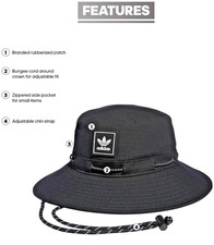 Adidas Originals Utility 2.0 Boonie Bucket Hat Cap NEW OSFA Black Zip Pocket