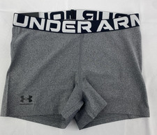 Under Armour Women's Size Large Shorts Compression Shorty HeatGear Gray Bike NEW