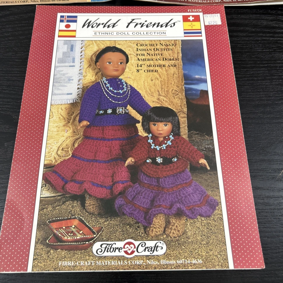 Lot Of 3 FIBRE CRAFT INDIAN PRINCESS Chief World friends Crochet Doll Patterns - Image 4 of 4