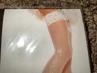 Leg Avenue sheer lace top stockings w/wedding bells & ribbon pattern, white, OS — photo 6