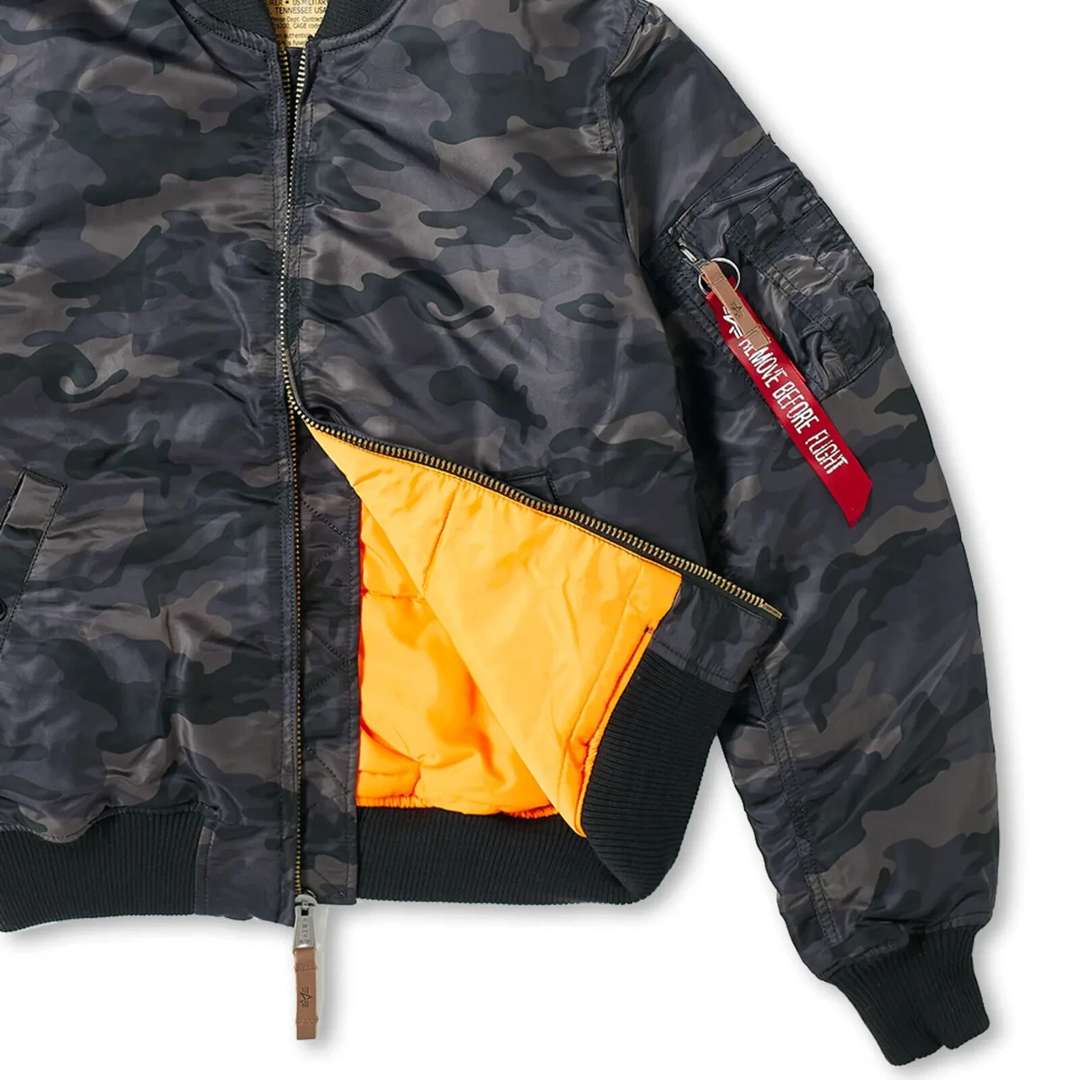 🔥 Alpha Industries green grey camo camouflage shiny nylon bomber