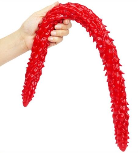 60 cm langer Doppel Dildo flexibel mit Zacken Struktur  Red Double Ended Sex-Toy - Foto 1 di 3